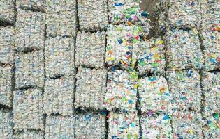 Squeezed Plastic Material Recovered in a Sorting Plant photo