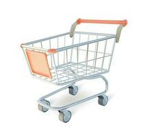 3d Metal Shopping Cart Plasticine Cartoon Style Vector