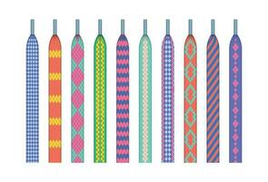 Cartoon Color Different Shoelace Combined Set. Vector