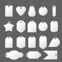 Realistic Detailed 3d Different Blank White Tags Price Label Set. Vector