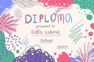 Diploma Template for Kids Concept Banner Poster Card Set. Vector