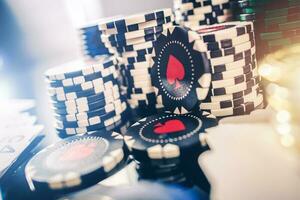 Pile of Casino Gambling Poker Chips photo