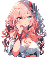 AI GENERATED - Sticker - Anime Girl with Pink and blue hair 24212234 PNG