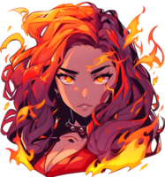 - Anime Girl Sticker - Fire Girl png