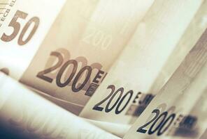 Two Hundred Euro Banknotes Concept Business Background photo