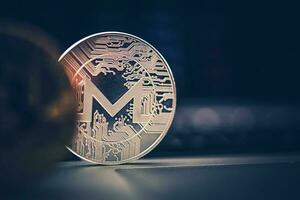 Monero Cryptocurrency Coin Close Up. photo