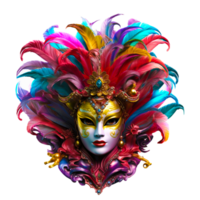 brésilien carnaval masque plume fête décoration mardi gras vénitien. génératif ai png