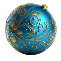 Noël décoration Balle 3d bleu. génératif ai png