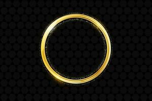 oro espumoso anillo circulo con dorado Brillantina aislado en negro antecedentes vector