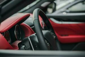 Brand New Car Inside Dealership Showroom photo