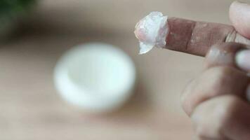 Close up of man hand using petroleum jelly video