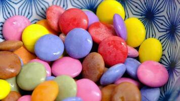 multi-colored sweet candies in a bowl video