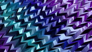abstrato textura do triângulos deformando com a aparência do cristais com azul e roxa cores. ciclo seqüência. 3d animação video
