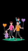 family cartoon 2d animation alpha channel transparent background video