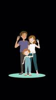family cartoon 2d animation alpha channel transparent background video