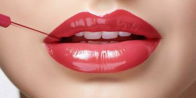 Women lips with different colors lipstick Ai generated photo