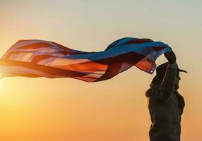 Patriot Cowboy with Flag photo