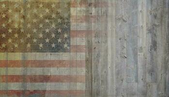 United States Flag on Reclaimed Wood Background photo