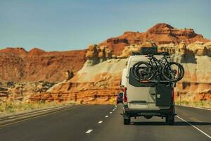 Camper Van Motorhome on Scenic Route photo