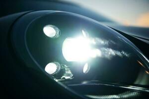 Front LED Headlight Of Vehicle. photo