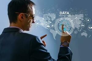 Businessman in data management concept photo