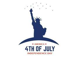 America Independence Day With Liberty Statue Flat vector