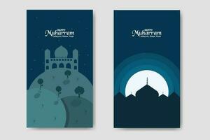 Happy Muharram Bundle Flat Template vector