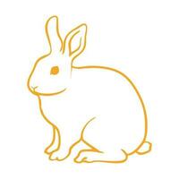 Vector illustration of a rabbit on a white background. isolated. Illustration of a cute rabbit in orange line style, perfect for designing animal coloring books for children