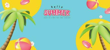 Summer promotion poster banner with summer tropical beach vibes and empty space for promotion text background vector