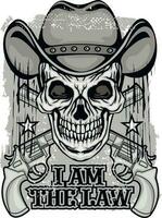 western sign with skull and guns, grunge vintage design t shirts vector