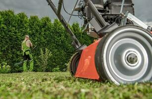 Garden Work with Lawn Aerator photo