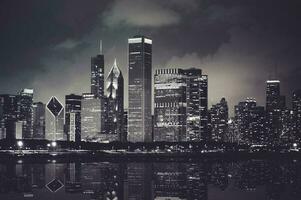 Chicago Night Time Skyline photo