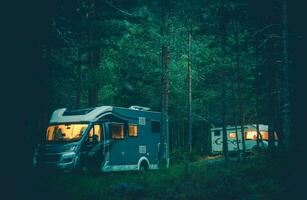 Motorhome Camping in a Wild photo