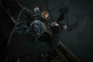 Homeless Caucasian Drug User and Alcoholic photo