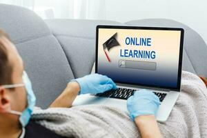 Distance education online because of Covid 19 coronavirus quarantine all over the world photo