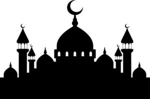 Mosque vector illustration. Silhouette mosque icon for sign and symbol of muslim worship place. Mosque icon of islam religion and muslim faith. Place of muslim to pray