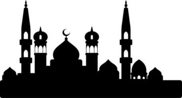 Mosque vector illustration. Silhouette mosque icon for sign and symbol of muslim worship place. Mosque icon of islam religion and muslim faith. Place of muslim to pray