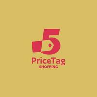 número 5 5 precio etiqueta logo vector