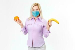 woman wear with protective face mask at home photo