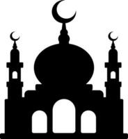 Mosque vector illustration. Silhouette mosque icon for sign and symbol of muslim worship place. Mosque icon of islam religion and muslim faith. Place of muslim to pray