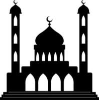 Mosque vector illustration. Silhouette mosque icon for sign and symbol of muslim worship place. Mosque icon of islam religion and muslim faith. Place of muslim to pray