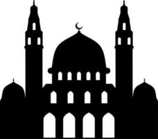 Mosque vector illustration. Silhouette mosque icon for sign and symbol of muslim worship place. Mosque icon of islam religion and muslim faith. Place of muslim to pray