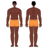 Figure man in underpants from front and back view. Flat illustration isolated on white. vector