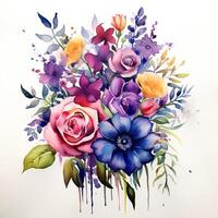 Watercolor flower bouquet. Illustration photo