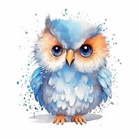 Cute watercolor owl. Illustration photo