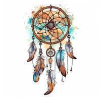 Watercolor dream catcher. Illustration photo