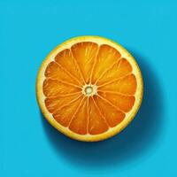 Orange on blue background. Illustration AI Generative photo