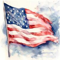 Watercolor USA flag. Illustration photo