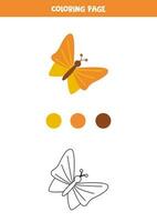 mariposa de dibujos animados lindo de color. hoja de trabajo para niños. vector