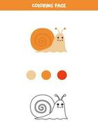 Color cute cartoon snail. Worksheet for kids. vector